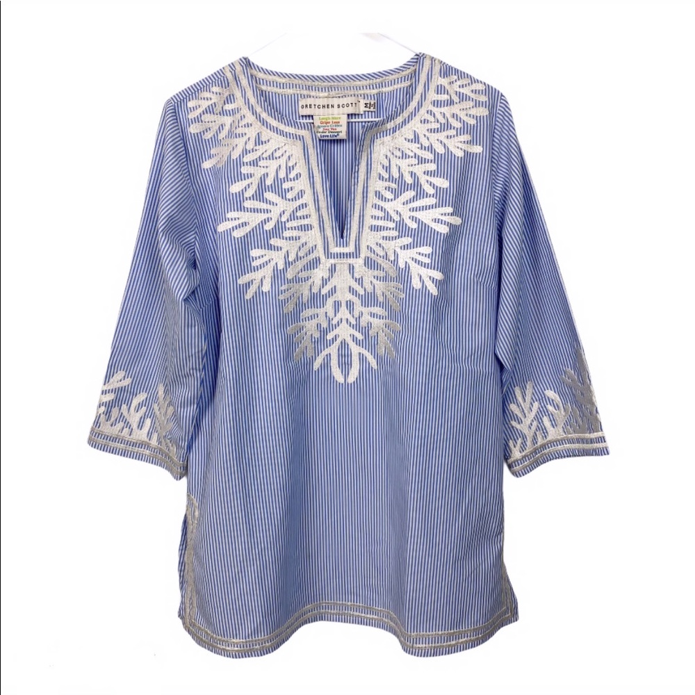 Gretchen Scott V Neck Embroidered Tunic